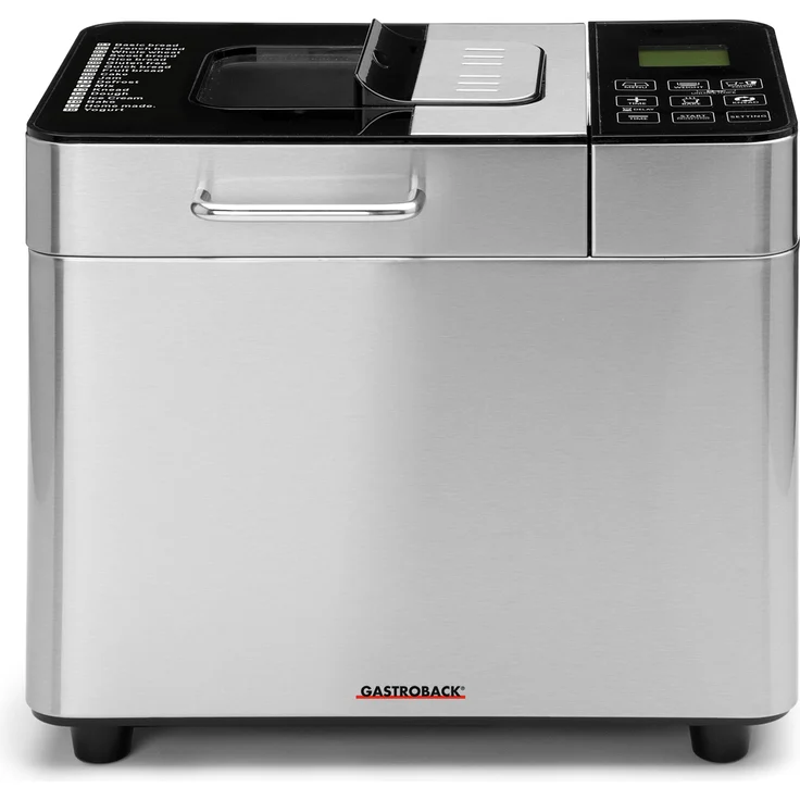 Gastroback 42823 Design Brotbackautomat Advanced, Edelstahl Brotbackmaschine 18 Programme, automatisches Zutatenfach, für 500?g, 750?g und 1.000?g Brotlaibe, Sichtfenster, Timer, 18-8, silber – Bild 1