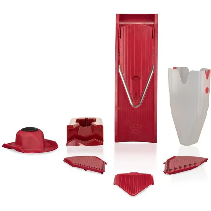 Börner Gemüsehobel V1 ClassicLine Profi Set, Kunststoff, mit 2 Messereinschüben und Dockingstation rot