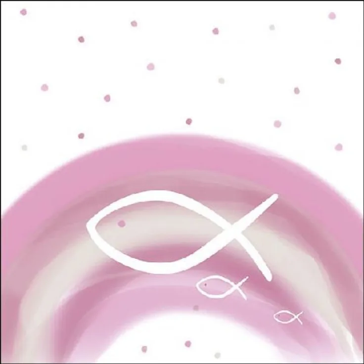 20 Servietten Fische auf Regenbogen rosa Taufe, Kommunion und Konfirmation 33cm
