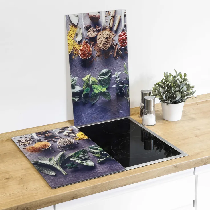 HI 28021 Herd Abdeckplatten Herd Abdeckungen 2tlg Motiv Gewürze 52x30cm