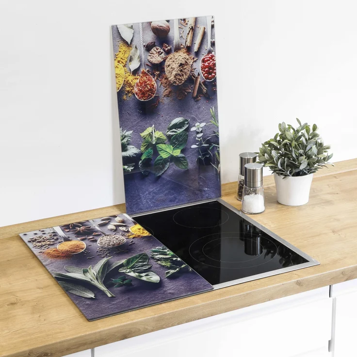 HI 28021 Herd Abdeckplatten Herd Abdeckungen 2tlg Motiv Gewürze 52x30cm – Bild 1