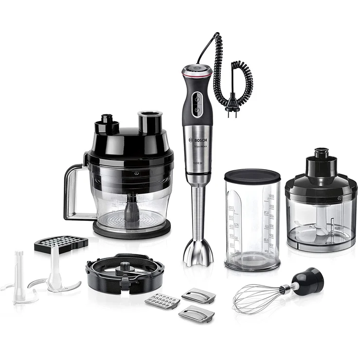 Bosch MaxoMixx Stabmixer Set MS8CM61X1, 12 Stufen, Turbostufe, Würfelschneider, 1000 Watt, Edelstahl – Bild 1