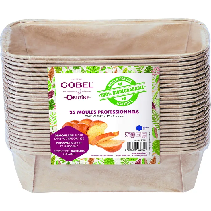 Gobel ? 25 Stück professionelle Formen für Kakes ? Einwegformen aus Naturpapier, 100 % biologisch abbaubar ? geeignet für Backofen, Kühlschrank, Gefrierschrank ? leichtes Herausnehmen