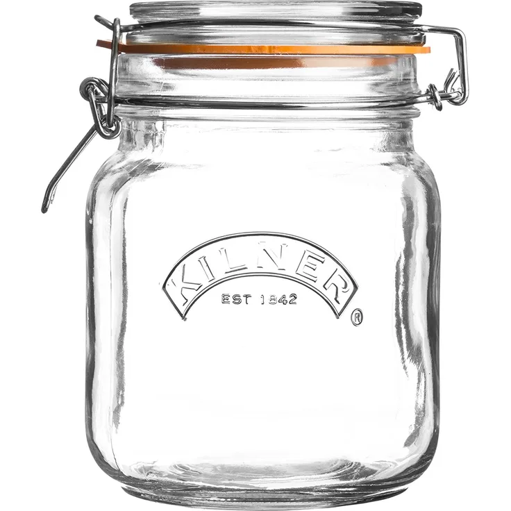 KILNER Einkochglas mit Bügelverschlus 0025.011 quadratisch - zum Einmachen und Konservieren und Aufbewahren, 1 Liter
