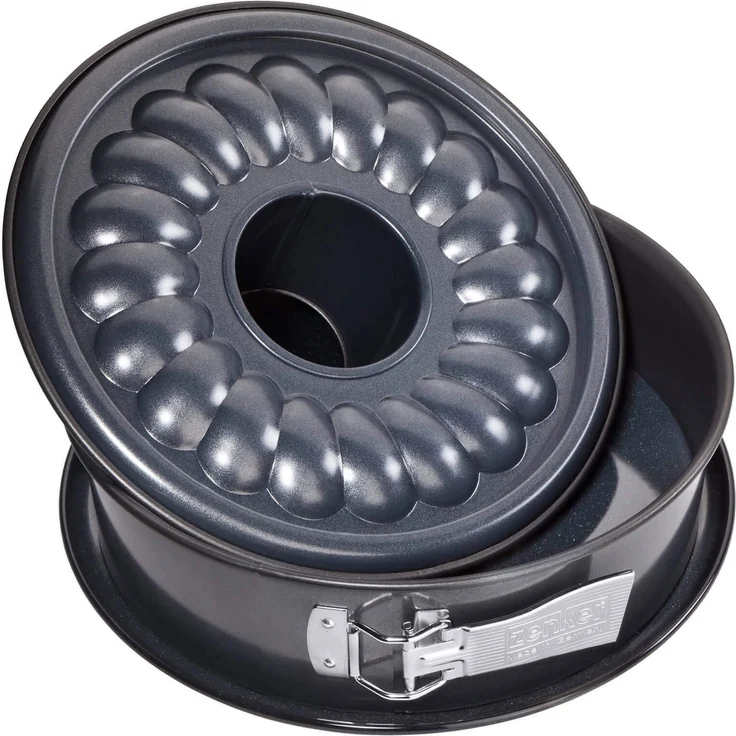 Zenker Springform Ø 26 cm DELUXE, Backform mit le-Versiegeltem Flach- und Rohrboden aus Stahlblech, runde Kuchenform mit extra hohem Rand (Farbe: Schwarz metallic), Menge: 1 Stück – Bild 1