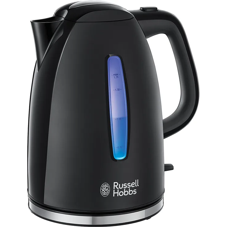 Russell Hobbs 22591-70 Textures+ Wasserkocher , 1,7l, 2400W, LED Beleuchtung, Schnellkochfunktion, optimierte Ausgusstülle, herausnehmbarer Kalkfilter, Teekocher, schwarz [Energieklasse A+++]