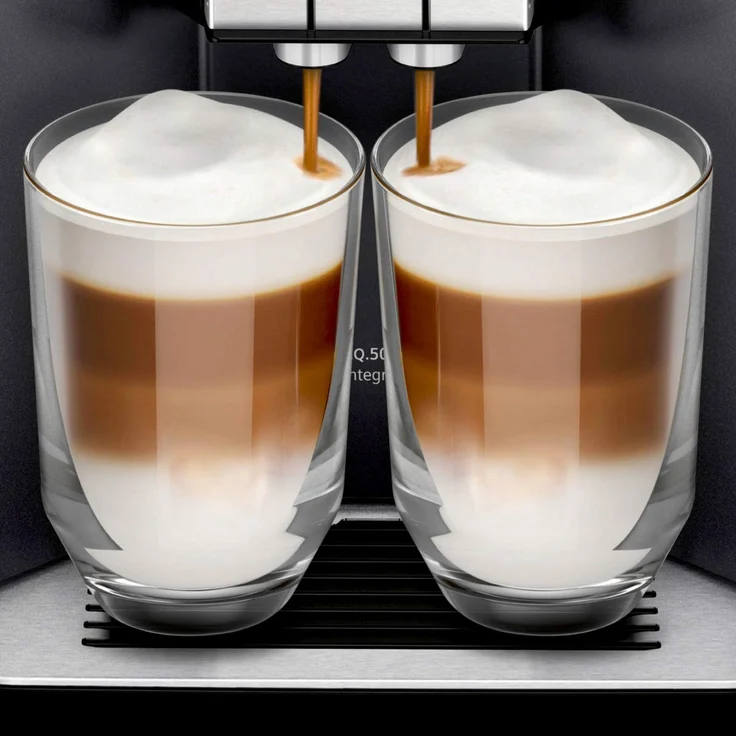 Siemens EQ.500 integral Kaffeevollautomat TQ505D09, einfache Bedienung, integriertes Mahlwerk und Milchsystem, zwei Tassen gleichzeitig, 1.500 Watt, schwarz – Bild 2