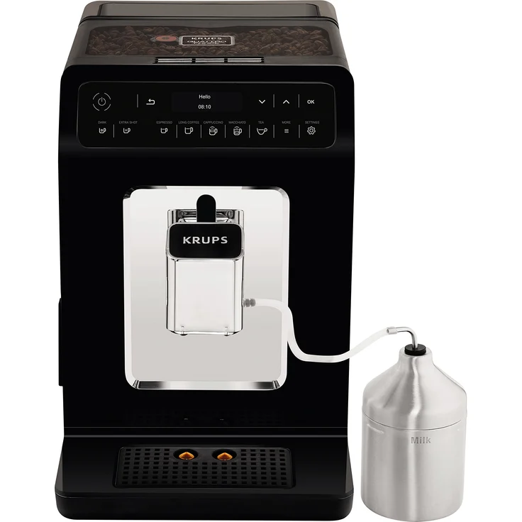 Krups EA8918 Evidence Kaffevollautomat mit integriertem Mahlwerk, OLED-Display Barista Quattro Force Technologie, 12 Kaffee-Variationen, 3 Tee-Variationen, One-Touch-Cappuccino Funktion, 2-Tassen Funktion, schwarz – Bild 1
