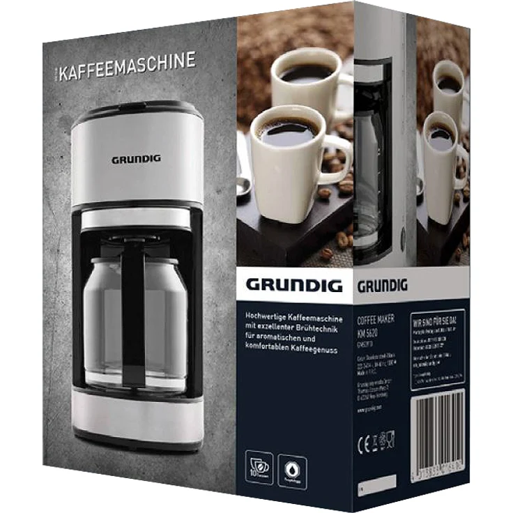 Grundig KM5620 Kaffemaschine, 1000W, 10 Tassen (1,25l), 1000, Edelstahl-Schwarz – Bild 4