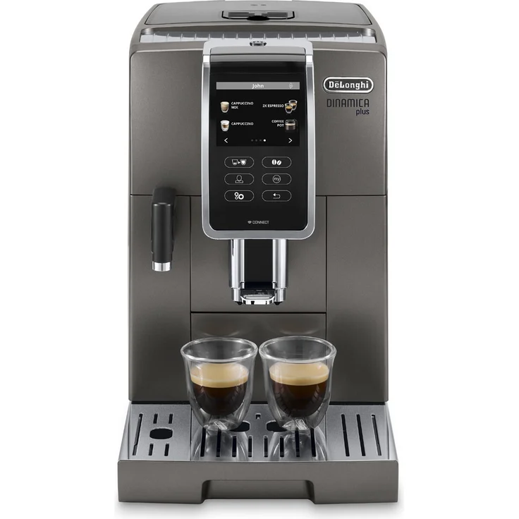 De'Longhi Dinamica Plus ECAM 370.95.T Kaffeevollautomat mit Milchsystem und integriertem Mahlwerk, Cappuccino und Espresso auf Knopfdruck, 3,5 Zoll TFT Touchscreen Farbdisplay und App-Steuerung, titan – Bild 1