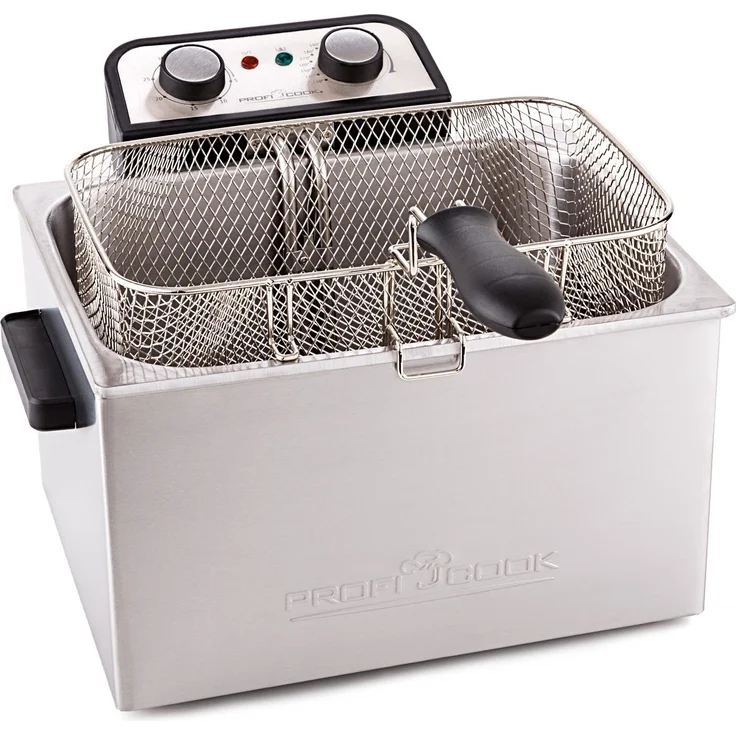 ProfiCook PC-FR 1038 Doppelfritteuse mit 2 kleinen und einem großen Frittierkorb, 5 Liter Kapazität, permanent Geruchs-und Fettdunstfilter, Edelstahlgehäuse, 3000 Watt – Bild 2