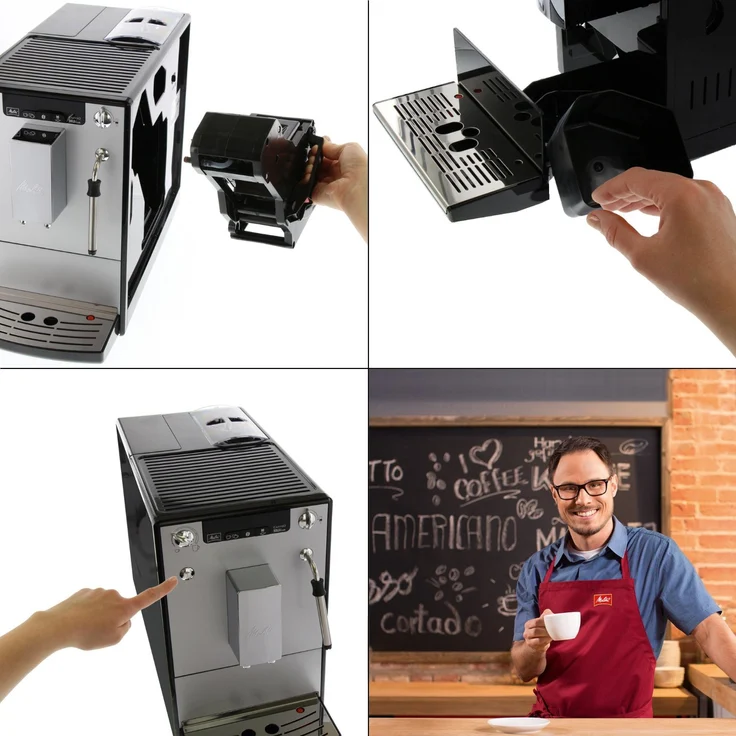 Melitta Caffeo Solo & Milk E953-102, Schlanker Kaffeevollautomat mit Milchschaumdüse und integriertem Mahlwerk, Silber – Bild 7