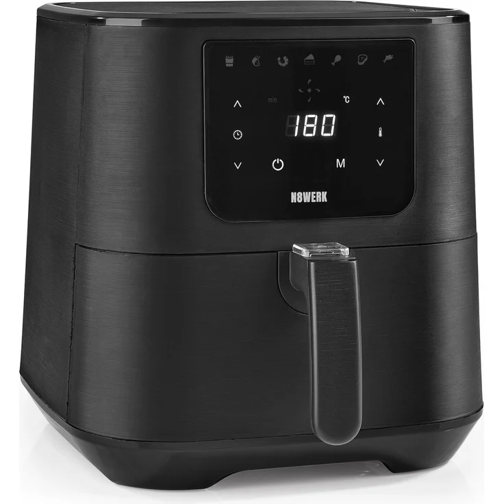 N8WERK Heißluft-Fritteuse Midnight Edition, Frittieren ohne Öl, 5,5 Liter Volumen, 6 Funktionen, 1800 Watt, Edelstahl ABS, schwarz, 05050 – Bild 1