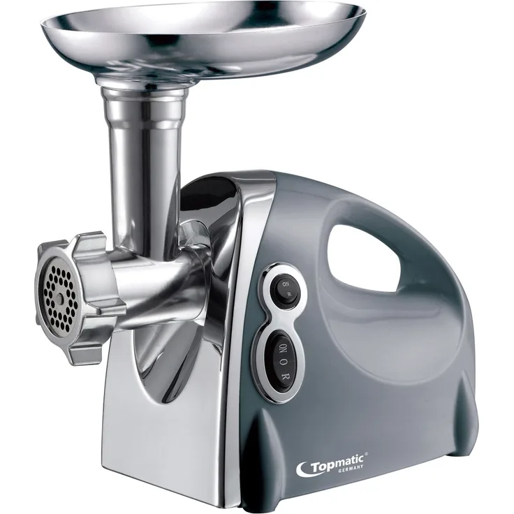 Topmatic Fleischwolf elektrisch, 1200W, Edelstahl, Kunststoff, Messer aus Edelstahl, edelstahl, silber