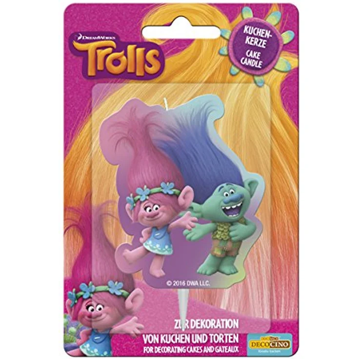 Dekoback Trolls Kuchenkerze, Wachs, bunt, 1 x 6.2 x 9.8 cm – Bild 1