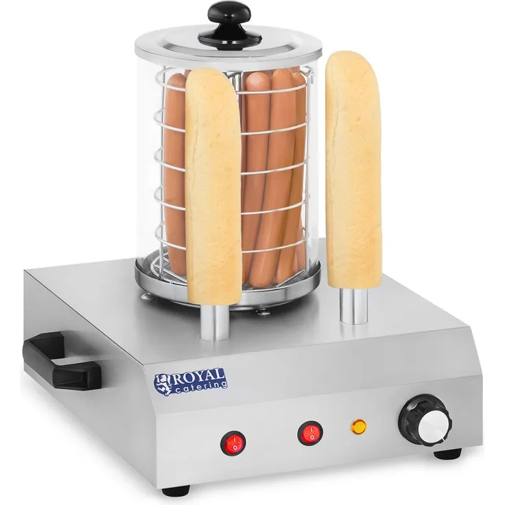 Royal Catering RCHW 350 2 Hot Dog Maker, Hot Dog Gerät, 2 Spieße, 422 W