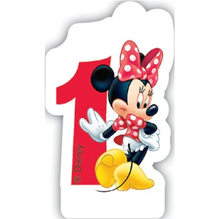 Geburtstagskerze ''MINNIE MAUS - ZAHL 1'' als Deko für Kuchen oder Torte -- Kinder Geburtstag Mouse Kerze Eins