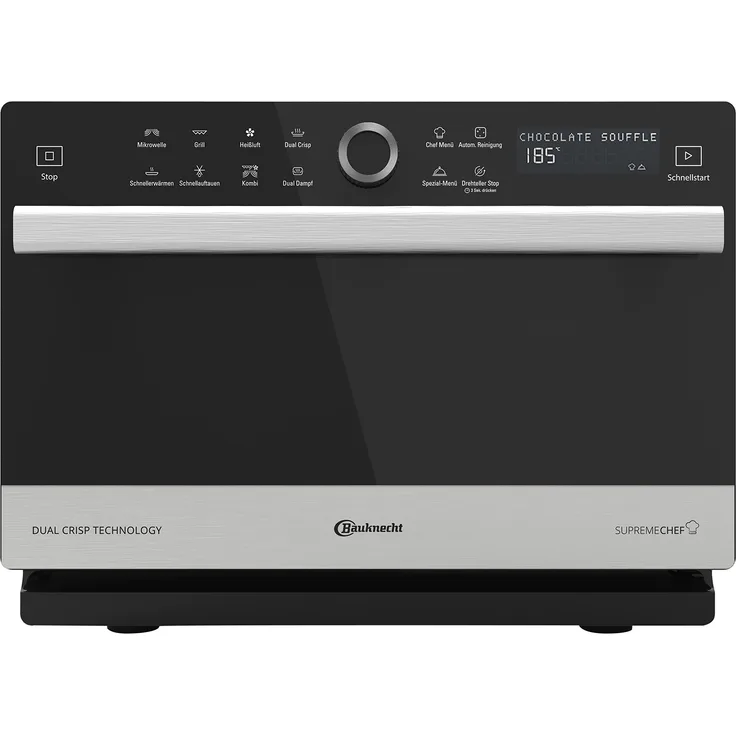 Bauknecht Supreme Chef MW 3391 SX 5in1-Multifunktionsmikrowelle -1000 W-33 L Garraum-Heißluft 1700 W-XXL Grill 1200 W-DualCrisp & CrispFry -AutoClean-Dampfgaren-Schmelz- und Schnellauftau-Funktion