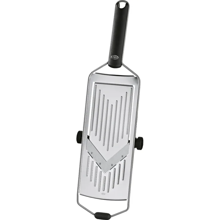 RÖSLE Hobel mit V-Klinge inkl. Gemüsehalter, Edelstahl 18-10, Klinge fünffach verstellbar, Profiqualität