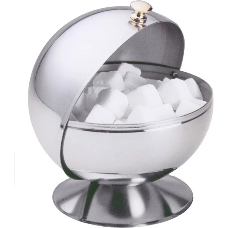 Contacto Edelstahl Zuckerdose ''Kugel'' mit Goldgriff 13 cm