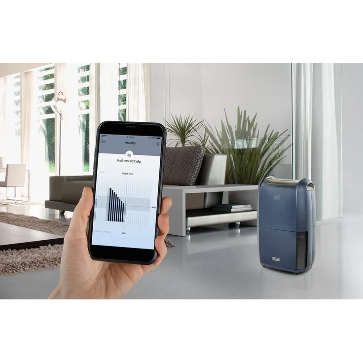 De'Longhi Tasciugo AriaDry Multi DEX216F Luftentfeuchter, bis 75 m³, 16l/24h, 2,1 L, 300 W, Wäsche-Funktion, blau – Bild 3