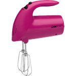 Clatronic Handmixer HM 3014 --- Edelstahlquirle & -knethaken --- 5 Geschwindigkeitsstufen --- Zubehörteile spülmaschinengeeignet --- 250 Watt --- Brombeere