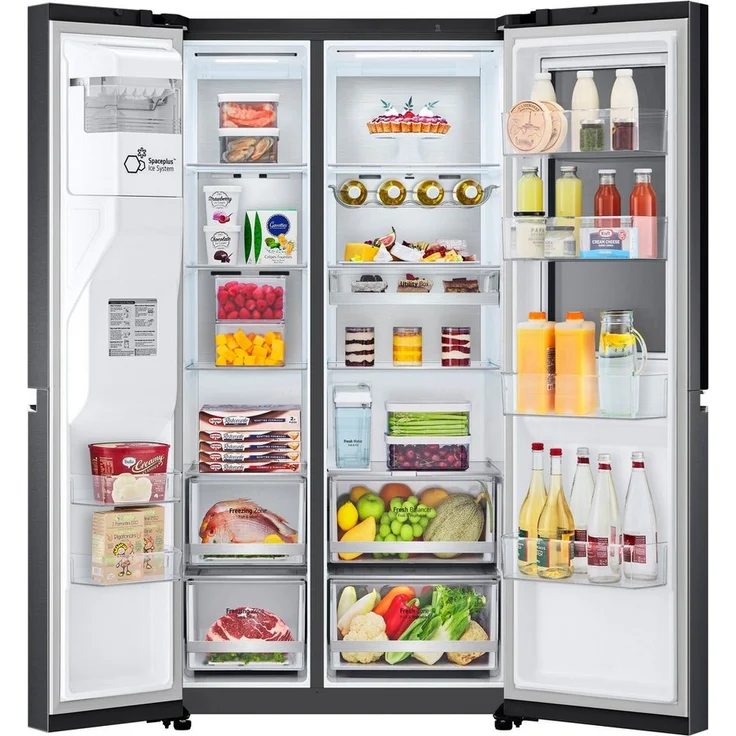 LG GSXV91MCAE Side-by-Side-Kühlschrank, freistehend, schwarz, NoFrost, Wasserspender, Wassertank, LED, Urlaubsschaltung, Breite 91.3 cm – Bild 2