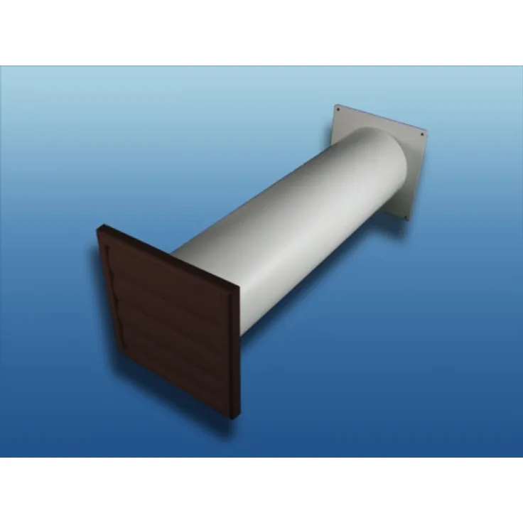 Abluft-Mauerkasten Gravity braun : Ø150 186x186mm mit Rundrohr