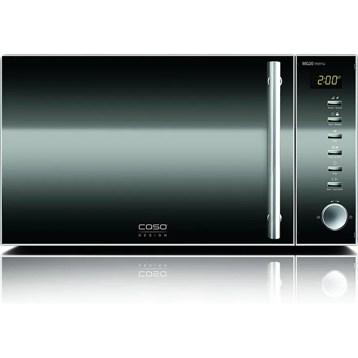 Caso MG20 menu Design Mikrowelle mit Grill 2in1 , Standgerät, 800 Watt, 20 Liter Garraum, Grill, 2 Kombiprogramme & 14 automatische Kochprogramme, Innenraum Edelstahl, Grün