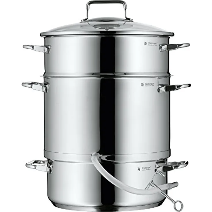 WMF Dampfentsafter Induktion 7,0l, Entsafter mit Glasdeckel 25 cm, Cromargan Edelstahl poliert