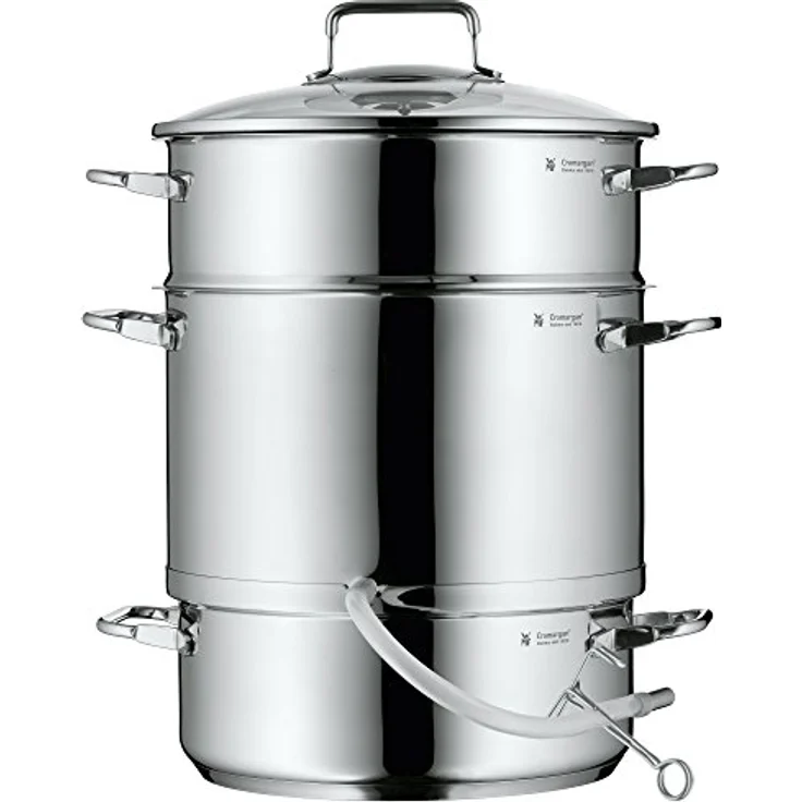 WMF Dampfentsafter Induktion 7,0l, Entsafter mit Glasdeckel 25 cm, Cromargan Edelstahl poliert – Bild 1