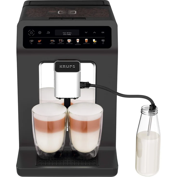 Krups EA895N Evidence One Kaffeevollautomat One-Touch-Cappuccino, Doppel-Tassen-Funktion, 12 Getränkespezialitäten, Farbdisplay, 2,3L Wassertank, 1450 Watt, mit Milchsystem – Bild 3