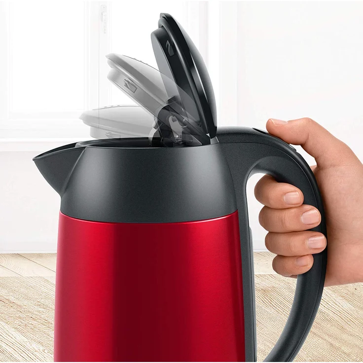 Bosch DesignLine Wasserkocher TWK3P424, 1,7 Liter, Tassenanzeige, 2400 Watt, deep red-grey – Bild 3