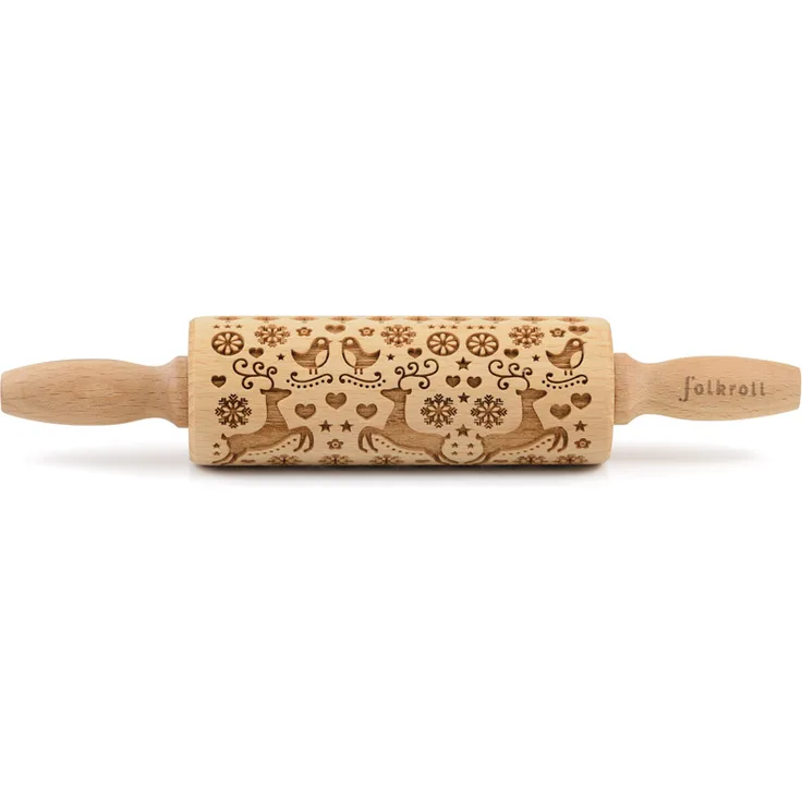 Folkroll 3D-Motiv-Teigrolle 23 cm Rentier Weihnacht