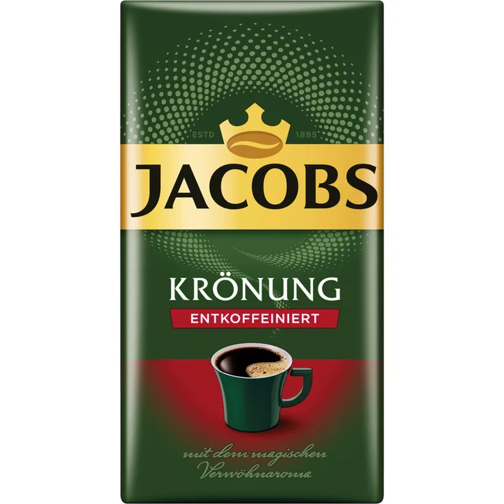 Jacobs Krönung Entkoffeiniert, gemahlener Röstkaffee, Filterkaffee, Kaffee, 500 g