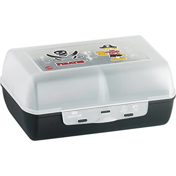 Emsa Brotdose VARIABOLO Clipbox, Motiv: Pirates mit herausnehmbarer Trennwand, eingebarbeitetes Dekor, 100 spülmaschinenfest, ineinander stapelbar, ermöglicht 40 Platzersparnis, Material: PP Maße: (B)160 x (T)110 x (H)70 mm, Piraten-Motiv (513793)