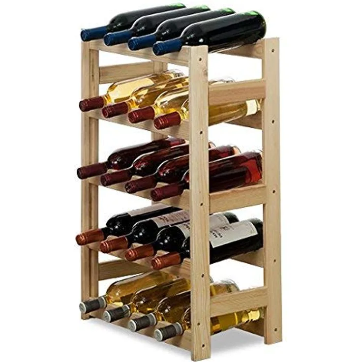 MODO24 Weinregal, Holz, unbehandelt, 43,5 x 25 x 70 cm, 13-Einheiten