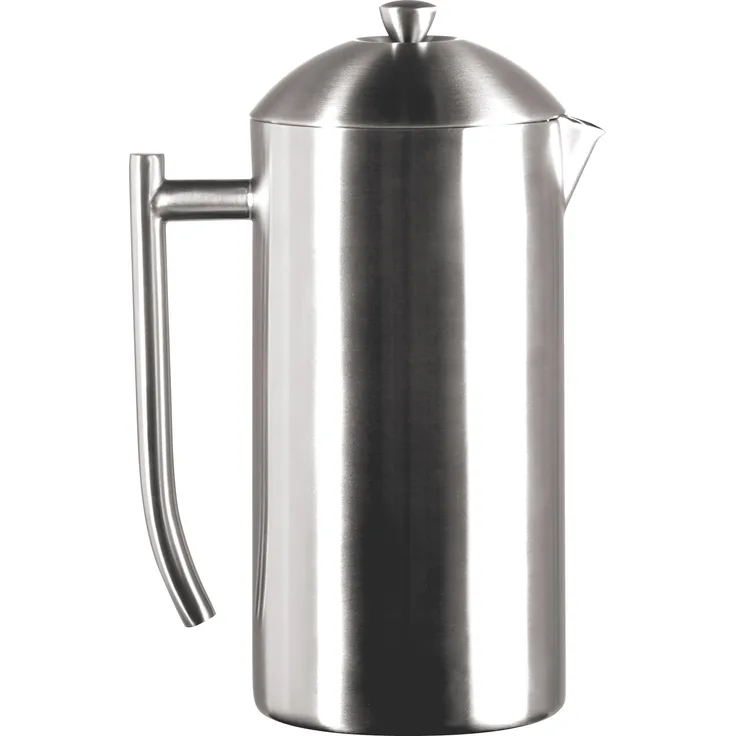Frieling 0131 French Press doppelwandig Edelstahl matt gebürstet 44 fl.oz. ca. 1300 ml mit patentiertem Doppelsieb