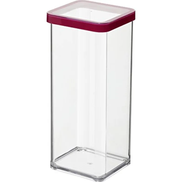 Rotho Loft Vorratsdose 1.5 l, Kunststoff, transparent-rot, quadratisch