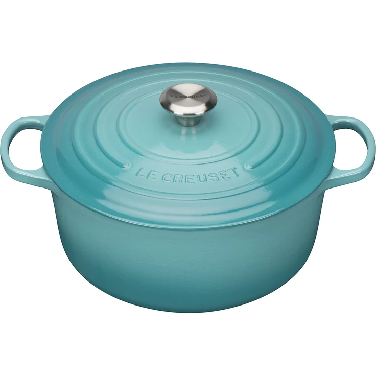 Le Creuset Signature Gusseisen-Bräter mit Deckel, Ø 26 cm, Rund, Für alle Herdarten und Induktion geeignet, Volumen: 5,3 l, Karibik – Bild 1