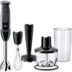 Braun MQ 5237 BK Multiquick Stabmixer Set, 1000W, 0,6L Mixbehälter, 21 Geschwindigkeiten, Kunststoff, schwarz