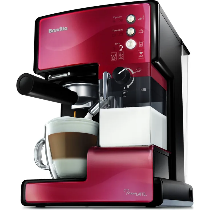 Breville VCF046X PrimaLATTE 3 in 1 Kaffeemaschine, 1.5 Liter, Rot-Metallic
