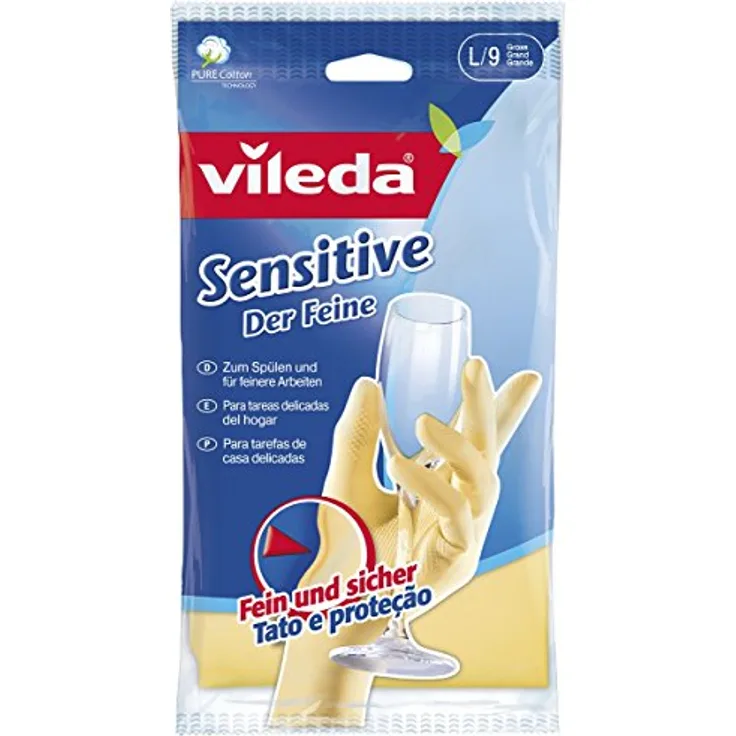 Vileda Der Feine- Sensitive Gummihandschuh für maximales Tastempfinden, Größe L, 1 Paar