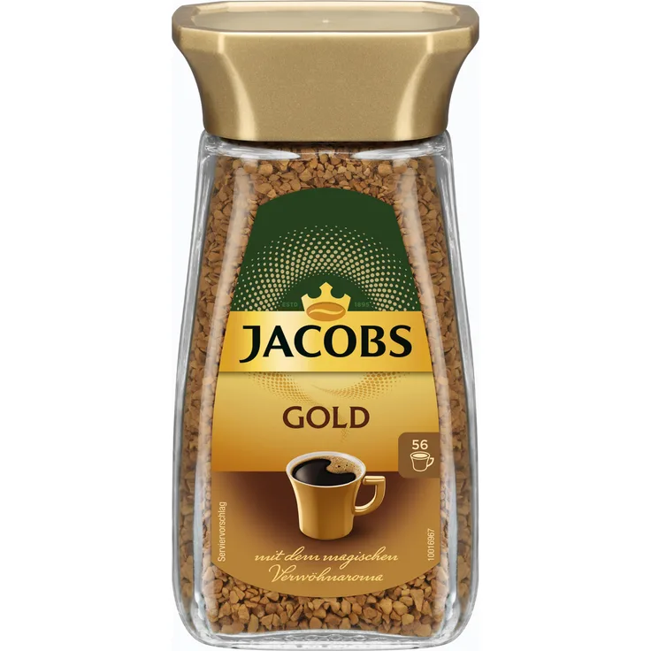 Jacobs Gold, Löslicher Kaffee, Instantkaffee, Instant Kaffee, Löskaffee, Glas, 6 x 100 g