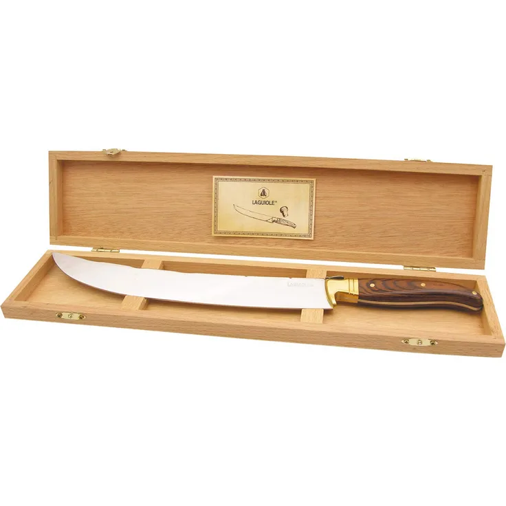 LAGUIOLE Champagner-Schwert mit echtem Holzgriff - Edelstahl - Ergonomisch - Entkorken Sie Ihre Champagnerflaschen mit Eleganz - Geschenkbox - Edelstahl, Pakkaholz - Dunkelbraun