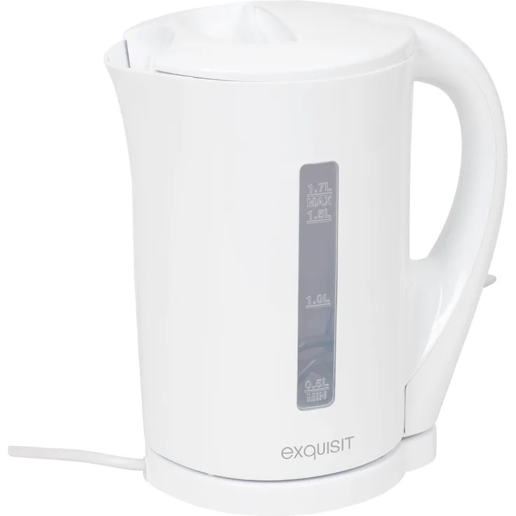 Exquisit Wasserkocher WK 3101 we |Teekocher| 2200 Watt | 1,7 Liter | Kalkfilter | Weiß
