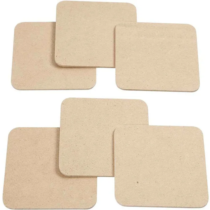 Untersetzer Größe 10x10 cm Dicke 3 cm MDF 6 Stück