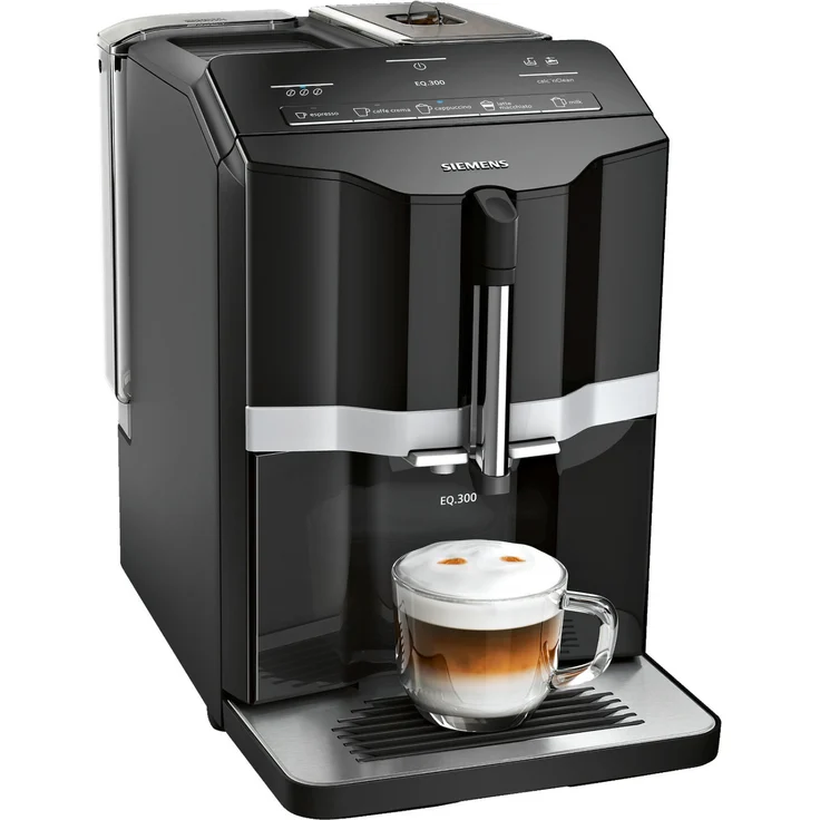 Siemens EQ.300 Kaffeevollautomat TI351509DE mit integriertem Mahlwerk, kompakte Größe, einfache Bedienung, 1.300 Watt, schwarz – Bild 1