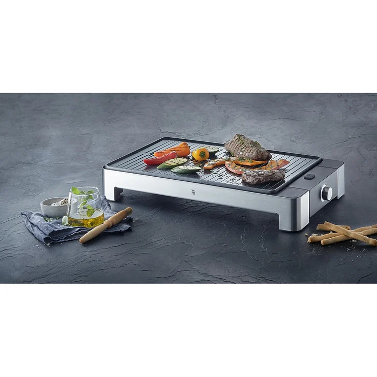 WMF Lono Tischgrill, gerippte Grillfläche, 2000 W, mit variabler Temperatureinstellung, 27 x 41 cm Grillfläche, edelstahl, schwarz – Bild 7