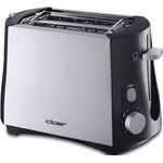 Cloer 3410 Toaster, Doppelschlitztoaster, 825 W, 6 Bräunungsstufen, integrierter Brötchenaufsatz, Krümelschublade, Nachhebevorrichtung, schwarz, grau